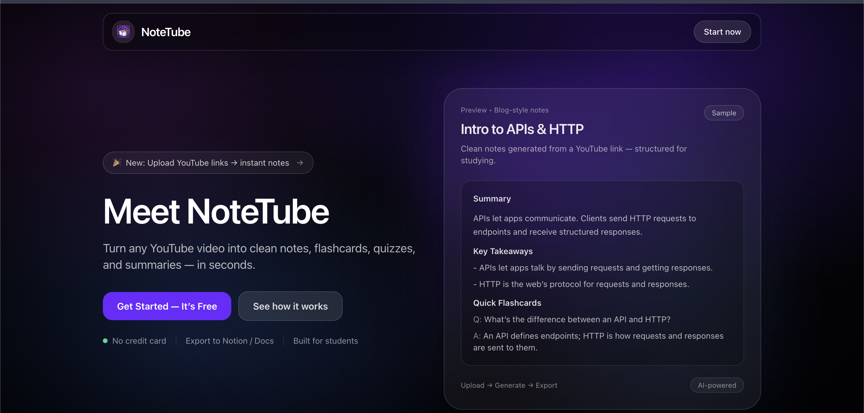NoteTube screenshot